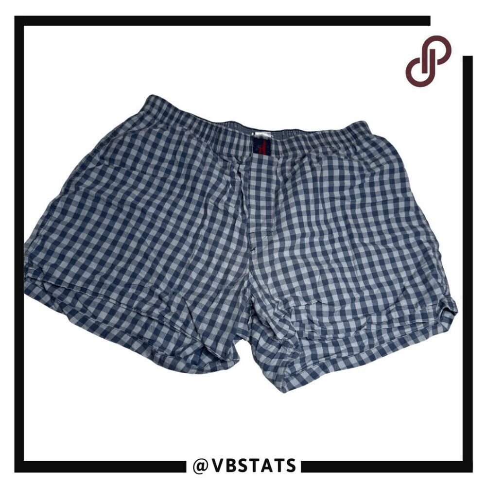 Johnnie-O Men's Peter Checkered 100% Cotton Boxer Shorts Blue Size Small